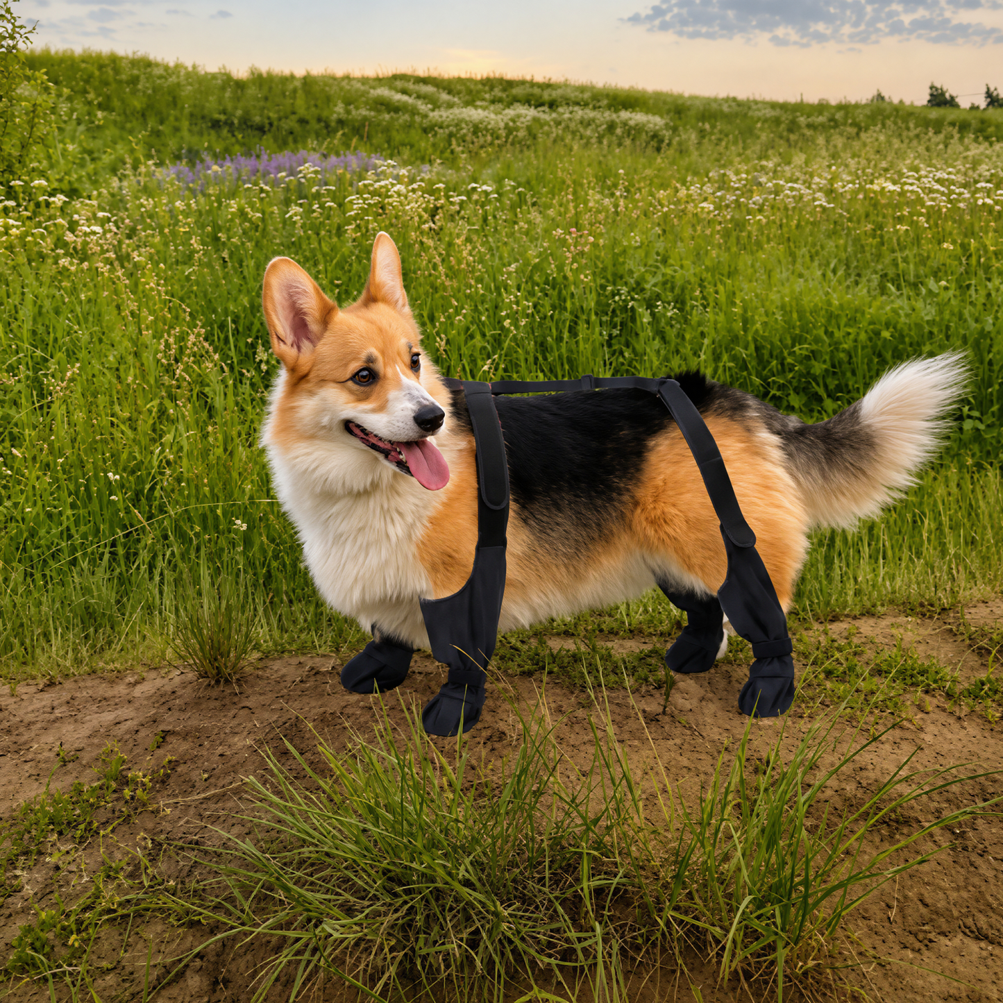 TreadPup™ All-Terrain 4-Leg Dog Boot & Support Set